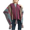 Shawl Wraps for Women Boho Knit Poncho Ladies Rainbow Casual Loose Striped Fringe Blanket Scarf