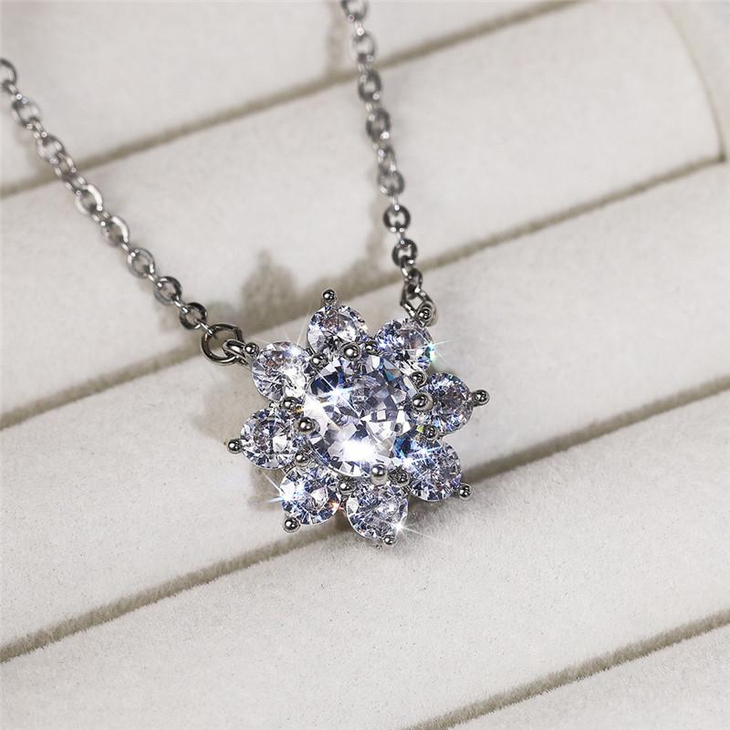 Xiaomi Huitan Luxus Blumenhalskette mit AAA Zirkonia Temperament Süße Damen Halsketten Ewigkeit Hochzeits Schmuck 2021 Trend