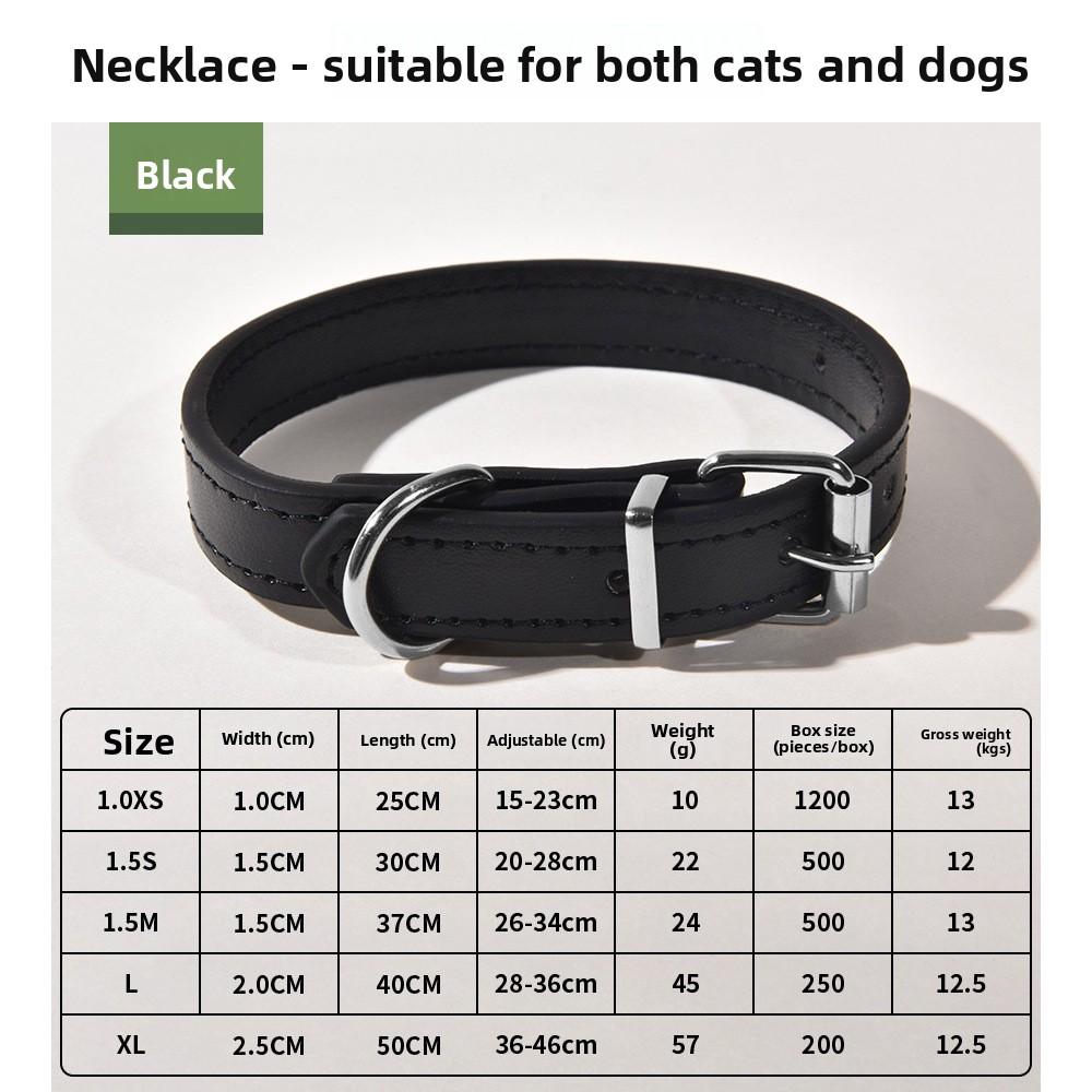 Pet Collar Large Dog Chain Waterproof and Wear-resistant Dog Cat Collar PU Leather Medium and Small Dog Bell Collar