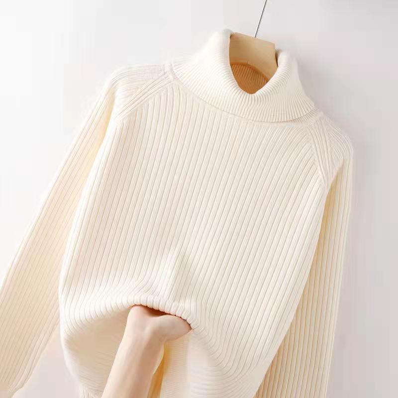 Women's Turtleneck Sweater Fall Winter High Stretch Plus Size Knit Sweater Thick Pullover Knit Bottoming Shirt Knitwear Jumper