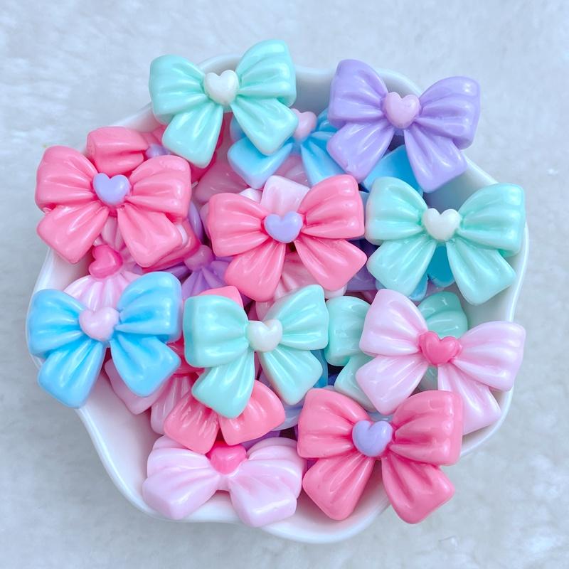 20Pcs New Cute Resin Mini Bowknot Flower Flat Back Fit Phone Deco Parts Embellishments For Hair Bows Accessories