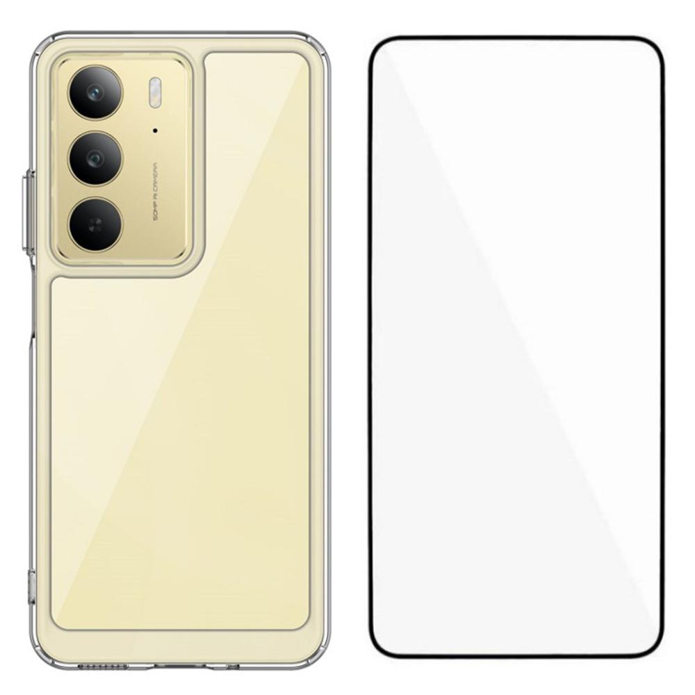 

WANLONFENG MF Series for Realme 14x 5G Case TPU Acrylic Clear Phone Cover with Tempered Glass Film Type A