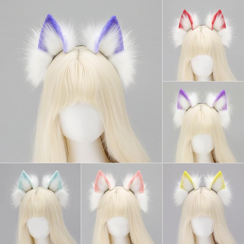 Handmade Kawaii Lolita Wolf Ear Headband Plush Animal Ears Cosplay Accessory Anime Convention