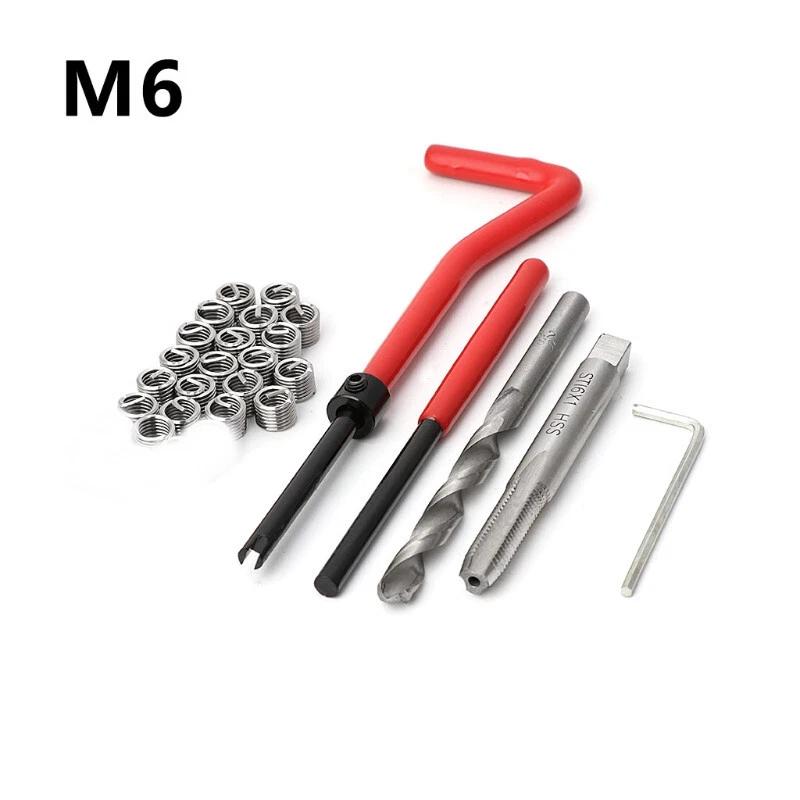 25Pc Thread Repair Insert Kit Helicoil Car Pro Coil Tool M6x1.0x8.0MM