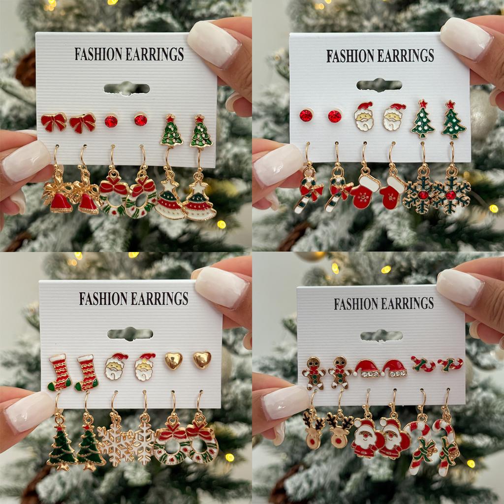 Applicable Christmas Versatile Oil Drop Snowflake Elk Drop Stud Earrings Sweet Bow Christmas Hat Earrings Women