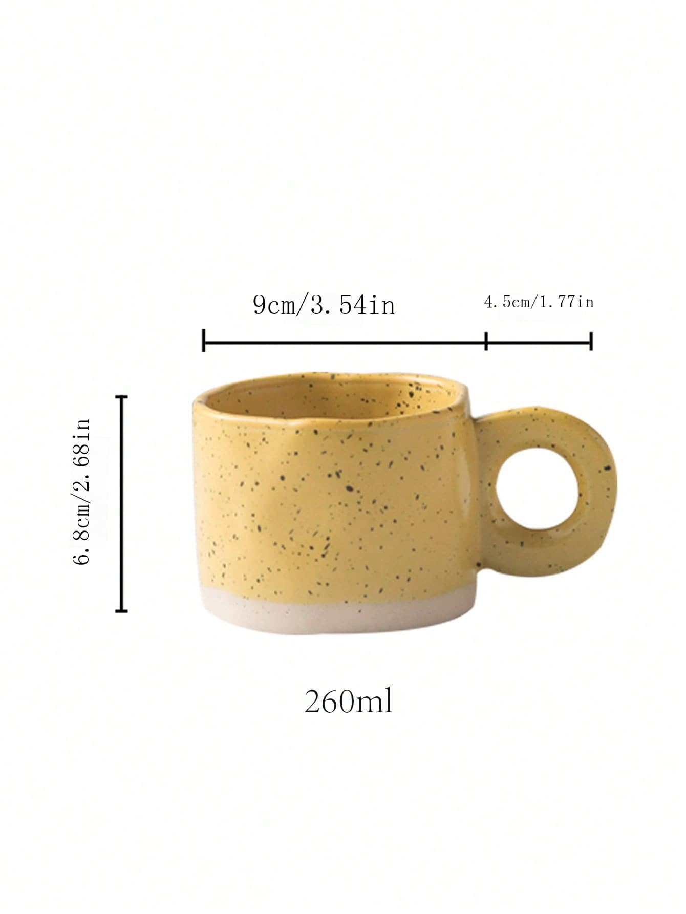 Ceramic Coffee Mug, Ceramic Mug (1 Piece, Approx. 260ml), Ceramic Water Cup, Ceramic Cup, Suitable for Latte, Tea and Cappuccino 200-260ml жёлтый
