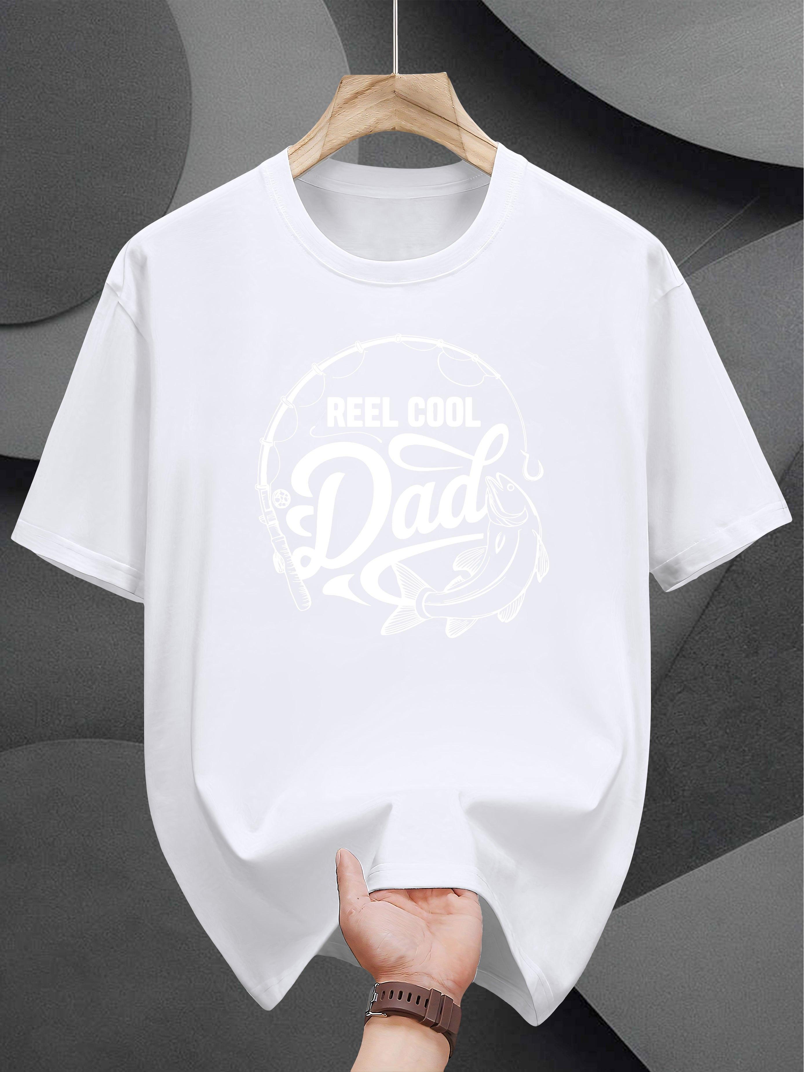 Casual Cotton T-shirt with Reel Cool Dad Graphic Print - Black XL
