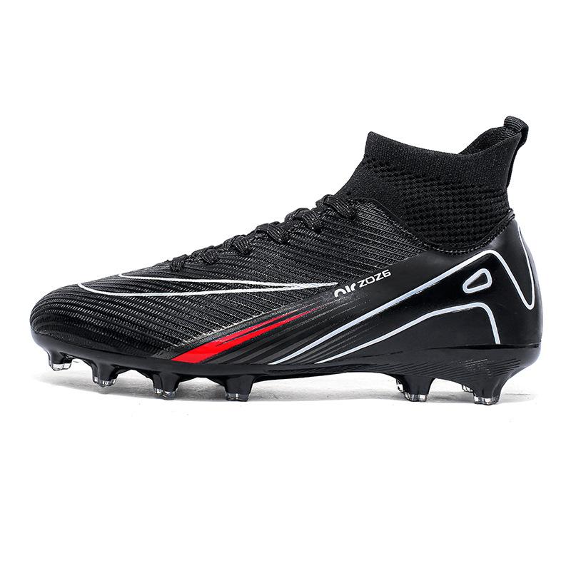 High-Top Football Shoes Fg Pegged Leather Feet For Boys And Girls, Teenagers And Students, Non-Slip Natural Lawn Training Shoes
