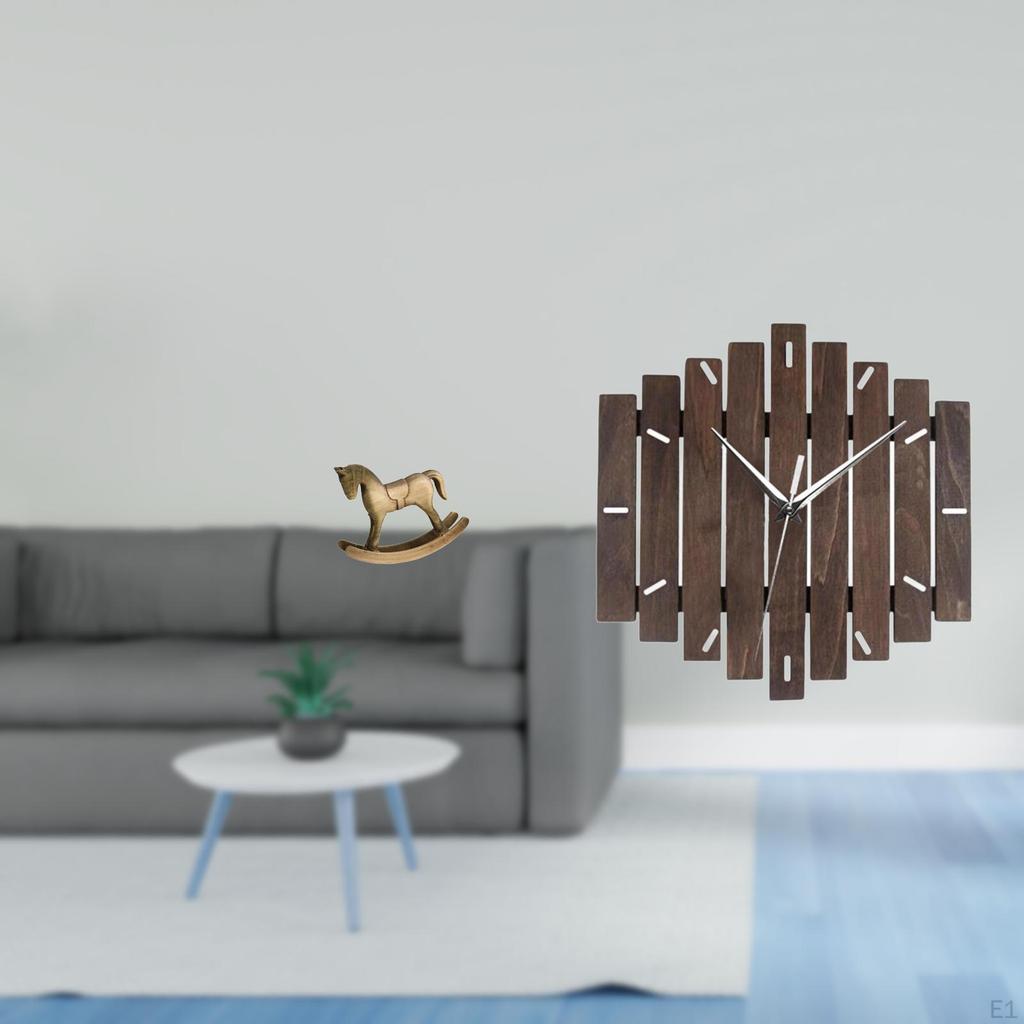 Rustic Wooden Horse Sculpture And Silent Wall Clock Ornament for Home Decor Countertop Cabinet
