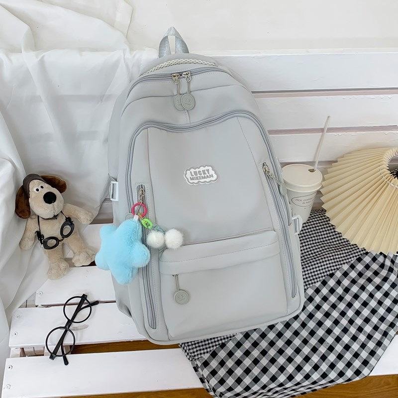 Schoolbag1011 Casual Backpack Male Female Junior High School Backpack College Student Simple School Bag Outdoor Travel Commuter Women's Bag