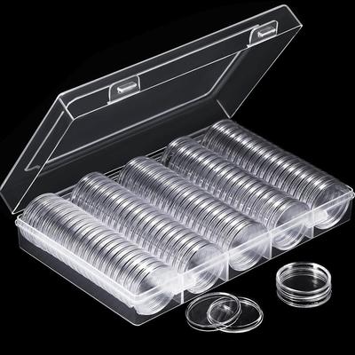 100 Stück durchsichtige Münzkapselhalter, 30 mm, transparente Aufbewahrungsbox für Gedenkmünzen zum Sammeln, Sammelzubehör