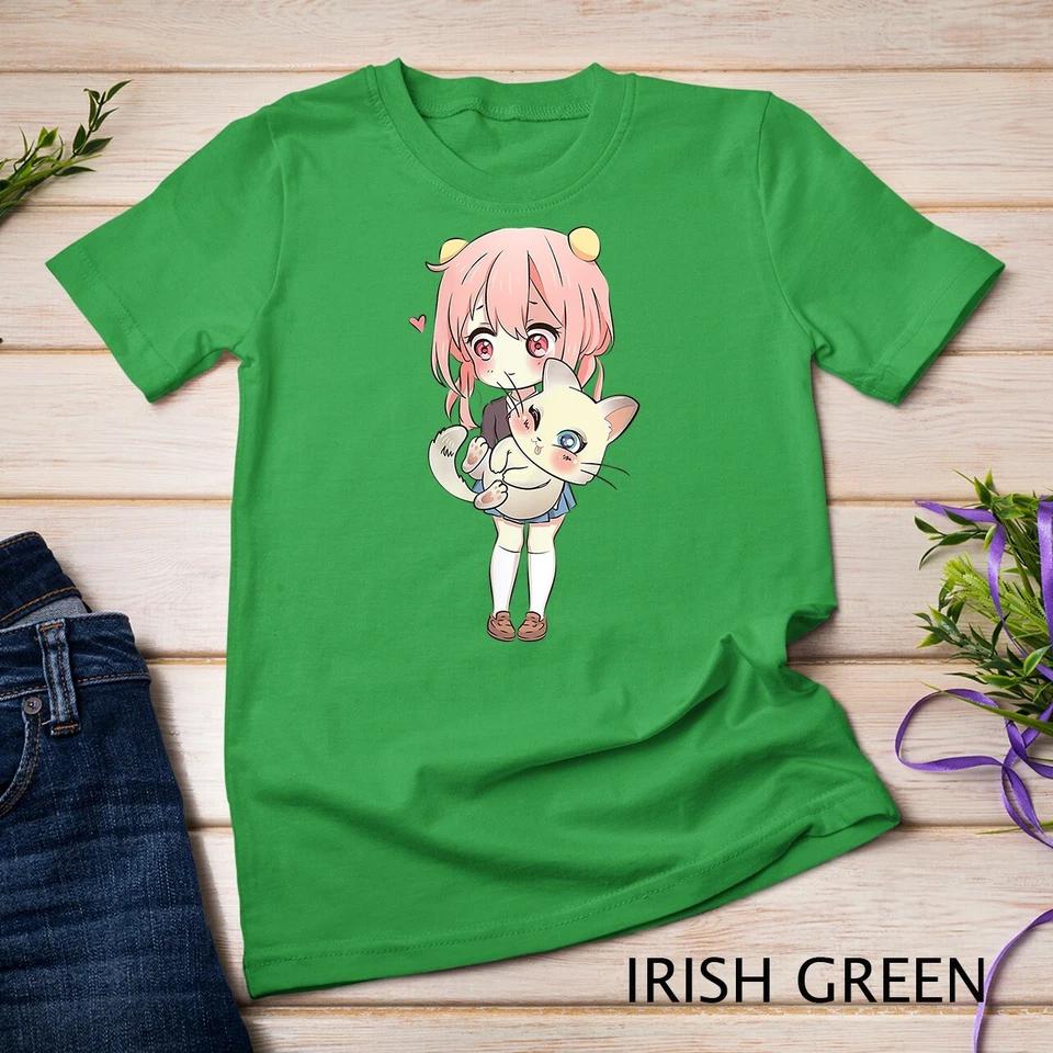 Womens Anime and Cats Lover for Teen Manga kawaii Graphic Otaku Unisex T-shirt 4 S