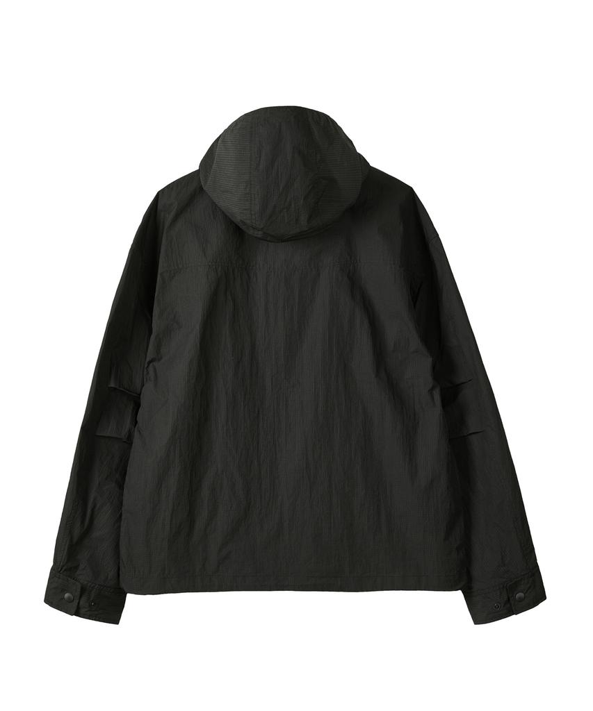 Kalapatthar Lightweight Nylon Ripstop Out Pocket Hooded Shell Jacket - Black