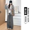 Black Plaid Pants Women's Pants New Autumn and Winter Thickened Straight Loose and Thin Small Casual Wide-leg Pants