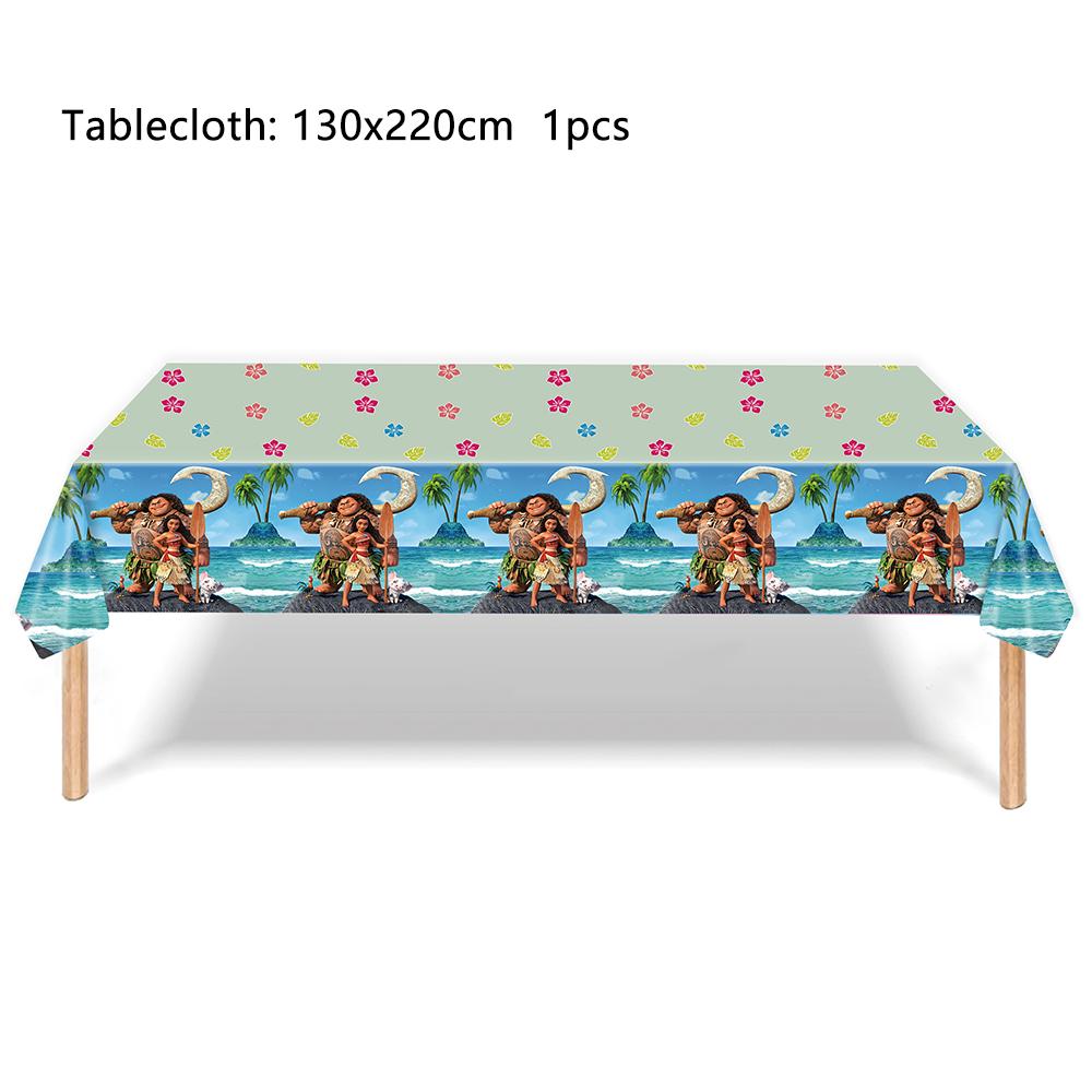 51pcs Moana Party Tableware set Including Plates Cups Napkins Tablecloth