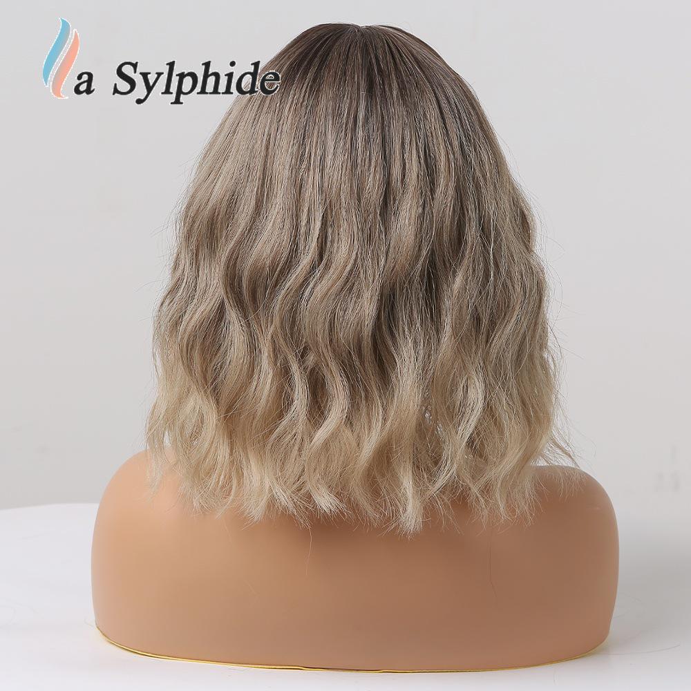 Hot-Selling European and American Women's Short Curly Bobo Wig - Golden Gradient, Fashionable & Natural.