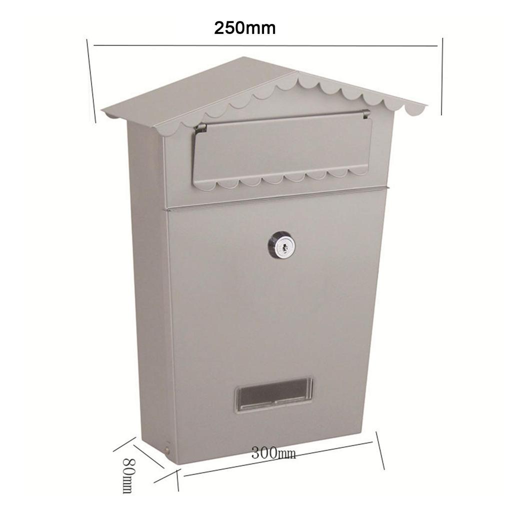 Metal Vintage Mailbox Wall Mount Mail Secure Lockable Mail Box with 2 Keys Home Office Front Door Collection Boxes