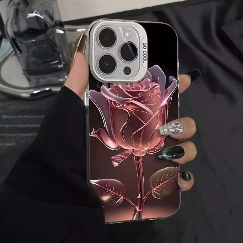 Powder crystal rose is suitable for Apple 15Promax mobile phone case iPhone16 new 14Promax advanced 17 beautiful