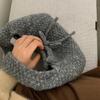 Knitted Tote Bag For Women Soft Shoulder Bag Daily Commuter Versatile All Match Handbag Double Sided Bow Underarm Purse