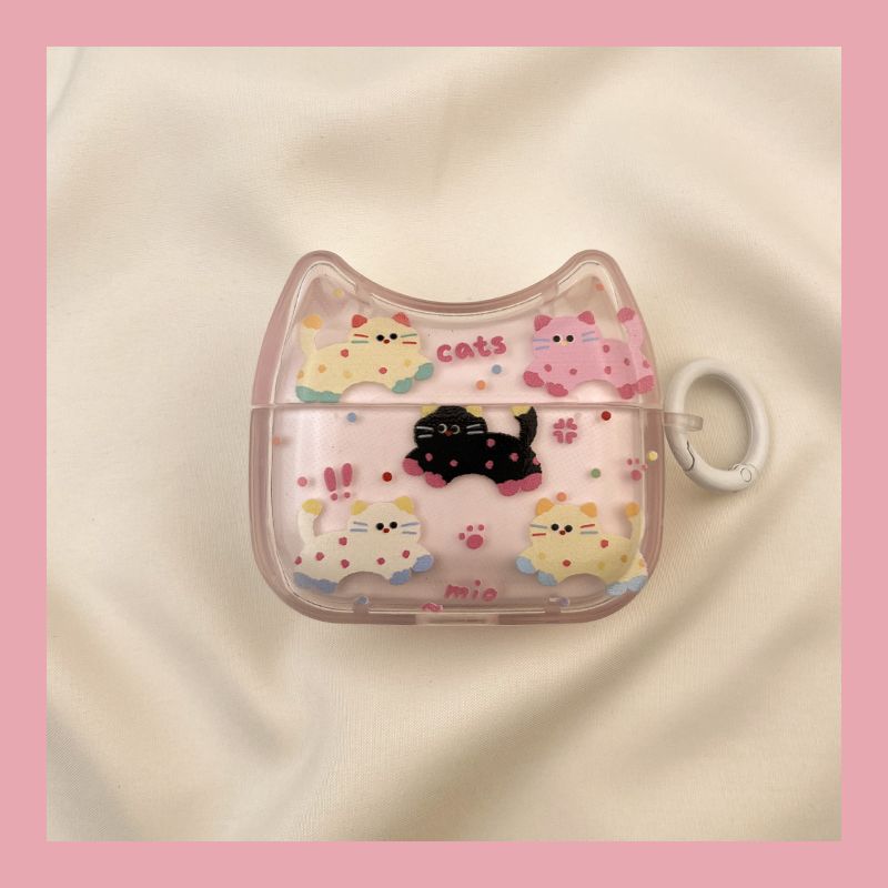 

Чехол для Airpod3 для Apple Pro Чехол для наушников Второе поколение Беспроводной Bluetooth 1 Третье поколение Aipods2 Поколение Airpodpro Пятое поколение 5 airpods pro2 [Pink Wave Dot Cat] Send Hook