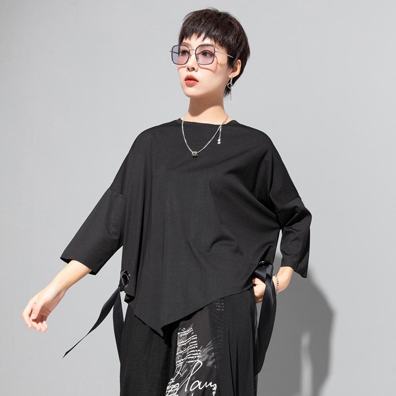European & American Summer Eyelet Bat Sleeve T-Shirt - Dark Aunt Style Women's Casual Top
