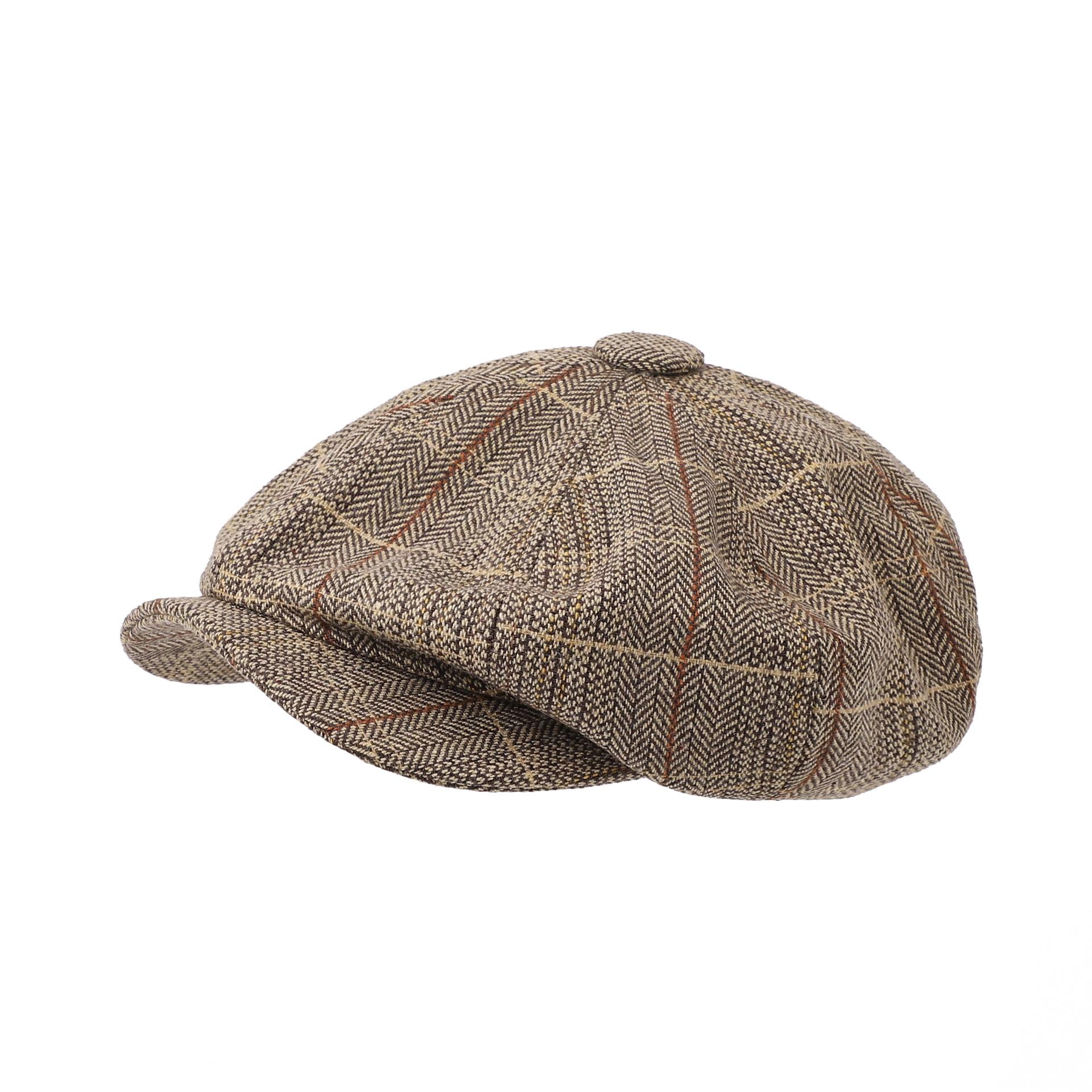 British Plaid Octagonal Newsboy Cap - Wool Winter Beret For Women & Men, Vintage Flat Hat Caps Women Berets хаки