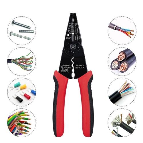 Professional All-Purpose Electrician's Pliers, Crimping Tool for Insulated Terminals, Bullet Terminals, and Bare Terminals