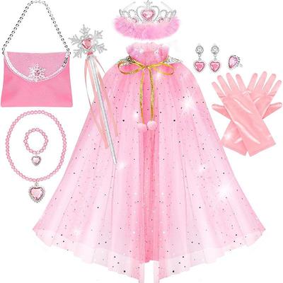 Frozen, Children's Girl, Wallet, Crown Magic Wand, Necklace, Gloves, Set, Elsa Princess Sparkling Cloak