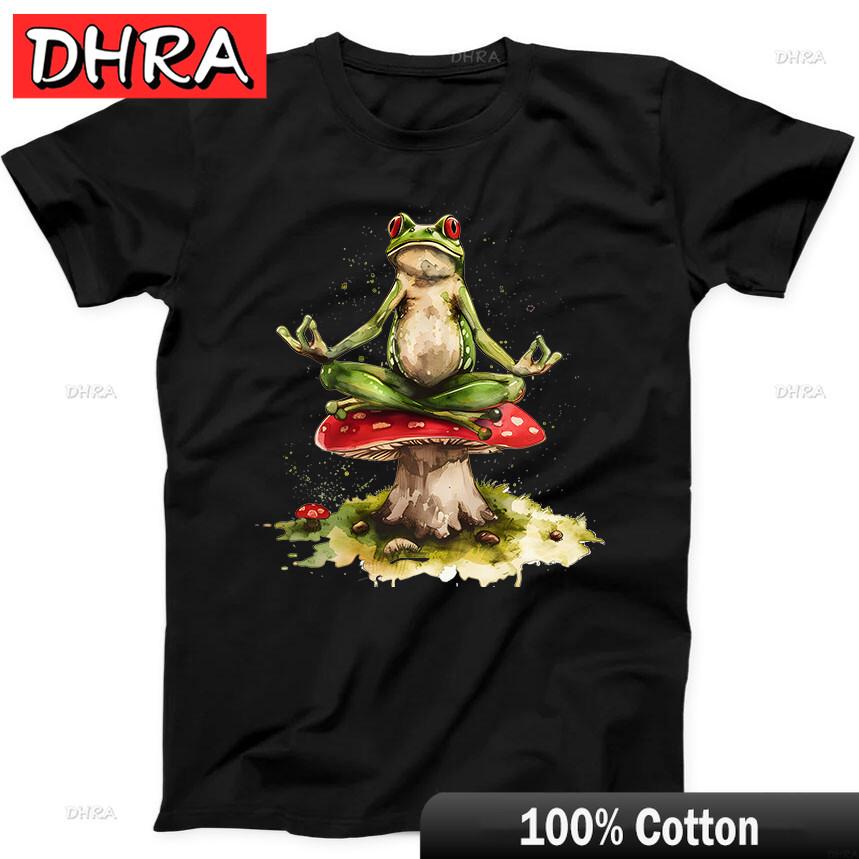 Yoga Frog Watercolor Mushroom Best Seller Funny Gift Tee Black T Shirt Edgy Classic Unique Clothing Shirt for Gift Idea TShirt 4XL