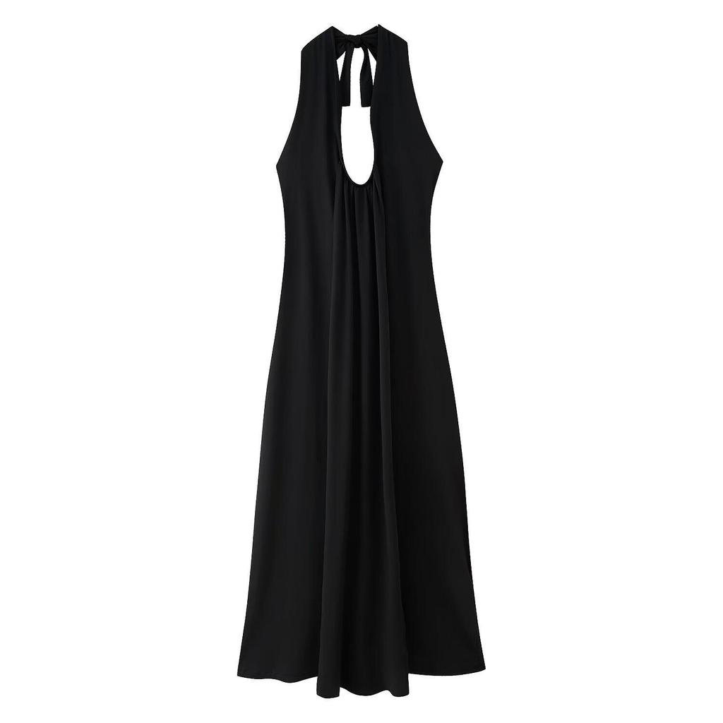 Spring 2025 Women's European & American Style Sexy Halter Off-Shoulder Dress