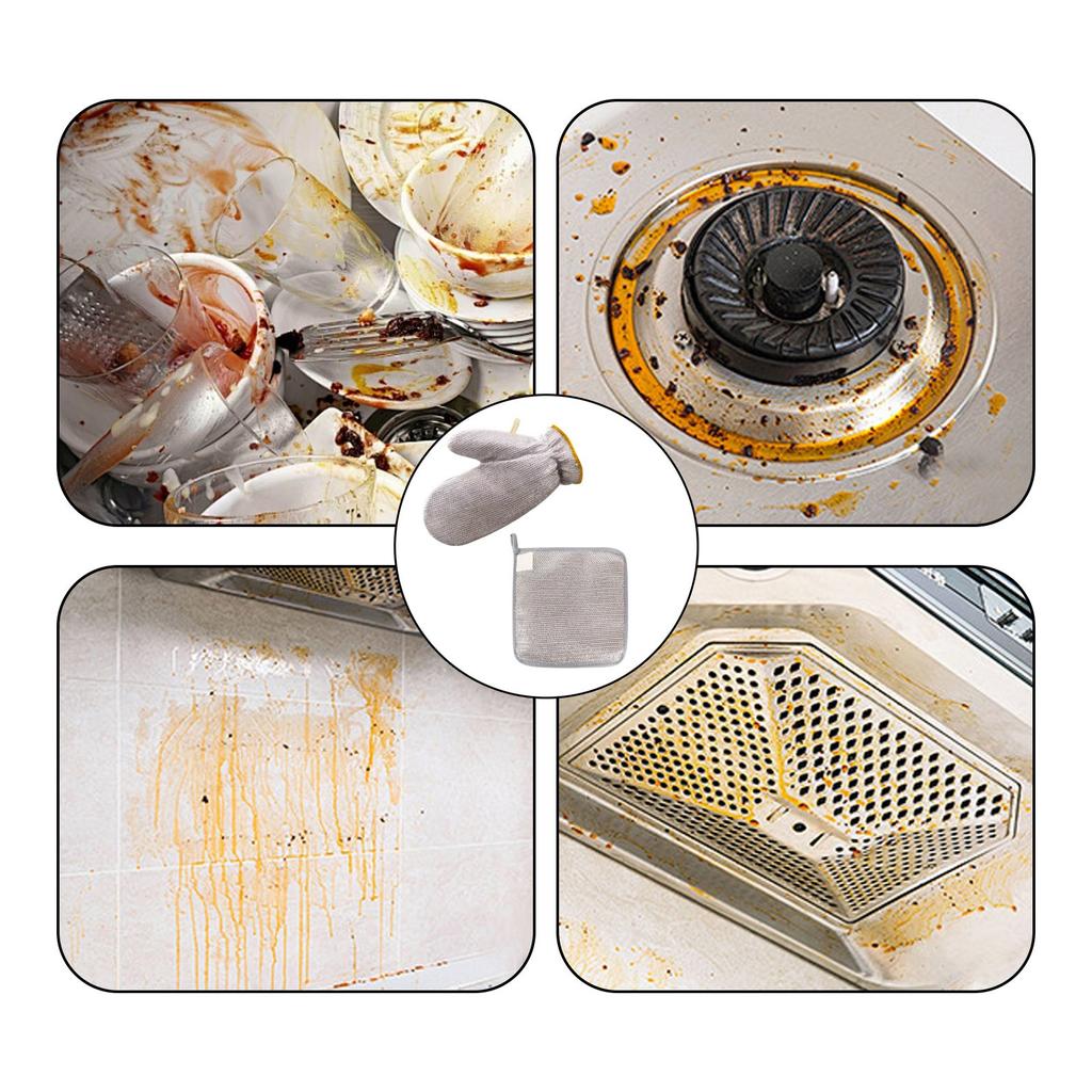 Three-layer Enlarged Hanging Rags, Kitchen Dishcloths, Non-sticky Grease, Household Wire Rags, Gloves