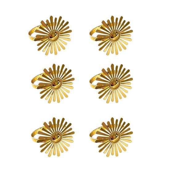 6Pcs Sunflower Napkin Rings Metal Sun Flower Napkin Holders Decorative Napkin Rings for Dining Table Wedding Birthday Party