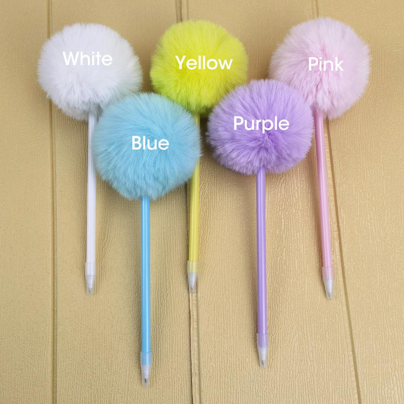 1/5Pcs Hairy Ball Ballpoint Pen,7Colors Holiday Gift,Office Student Writing Stationery P-2019