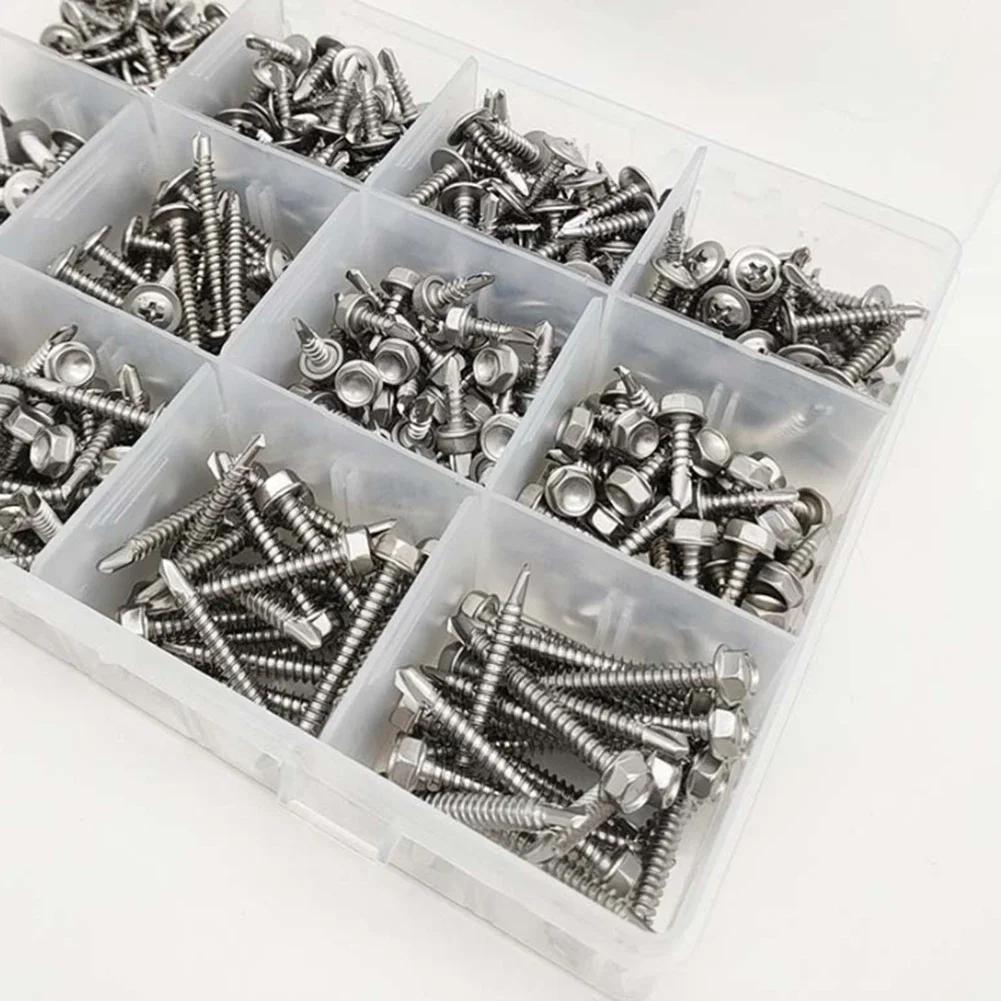 400p 410 Stainless Steel Hexagonal +round Head Cross Drilling Screws With Washer For Drilled, Tapped, And Locked