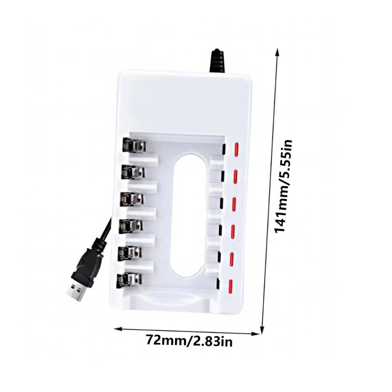 6Slot Battery Charger for 1.2V 2A/3A Rechargeable Batteries Charging Adapter with LED Indicators and Safety Features