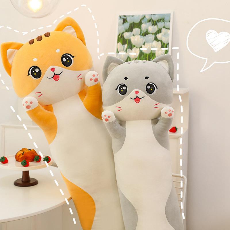 Cat Throw Pillow Long Cat Plush Toy Bed Pillow Cute Cat Doll Large Rag Doll Gift