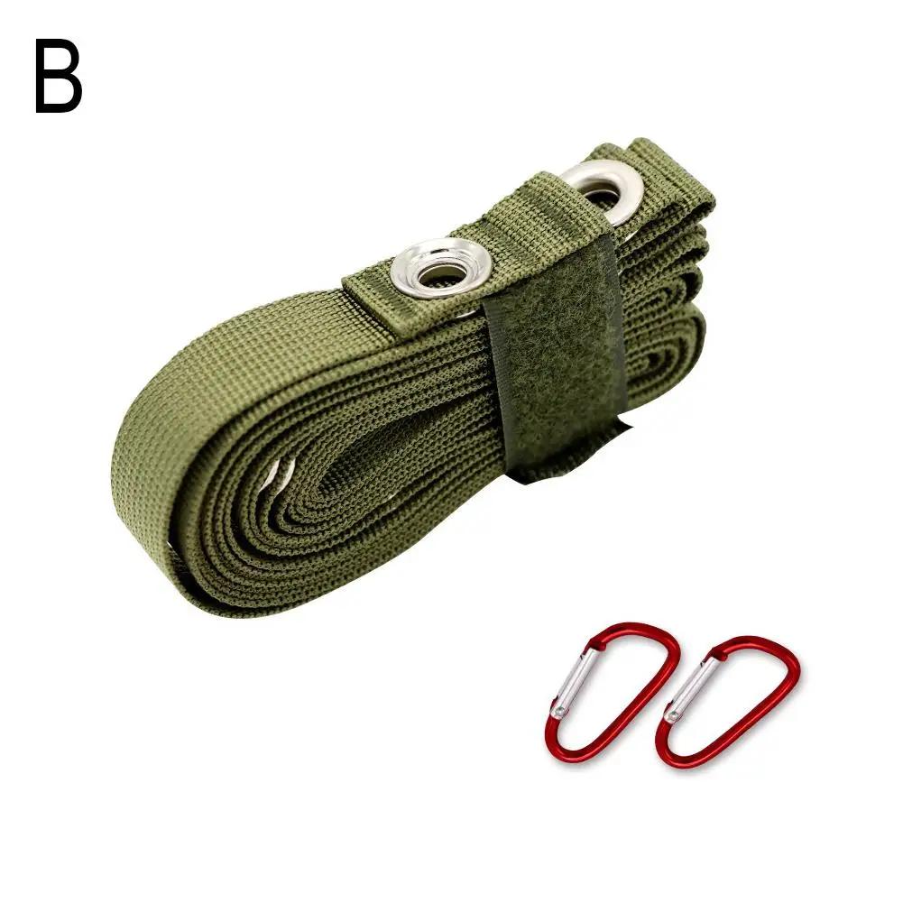 

Tent Canopy Extension Belt Multifunctional Clothesline Windproof Outdoor Camping Nylon Rope Backpacking Tool with 2 Carabiner зелёный