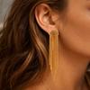 Curved Snake Bone Long Fringed Earrings for Women's Two-color Thin Temperament Banquet Versatile Pendant Earrings