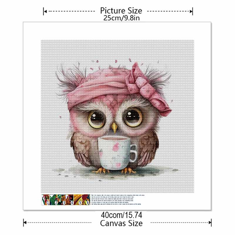 New Arrival 5D DIY Full Circle Diamond Painting "Pink Owl" Embroidery Cross Stitch Home Decor Gift