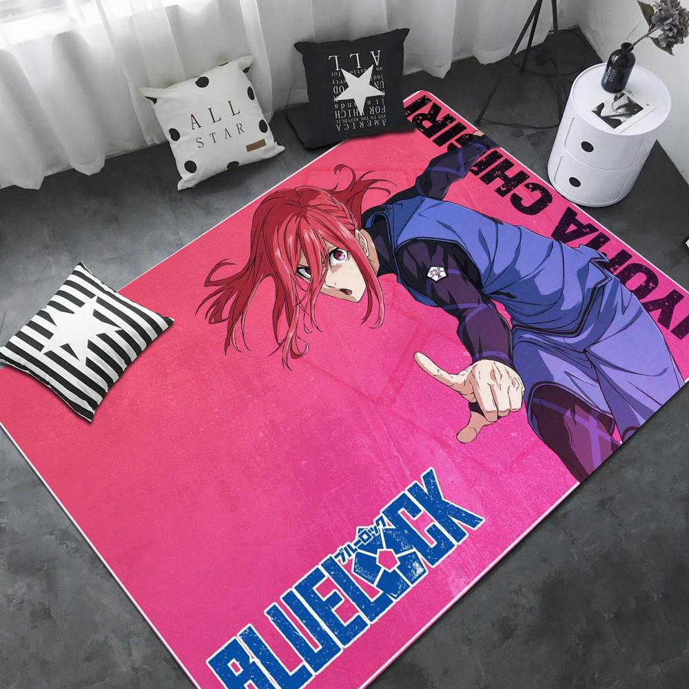 Blue Lock Room Mats Cheaper Anti-slip Modern Living Room Balcony Printed Household Carpets