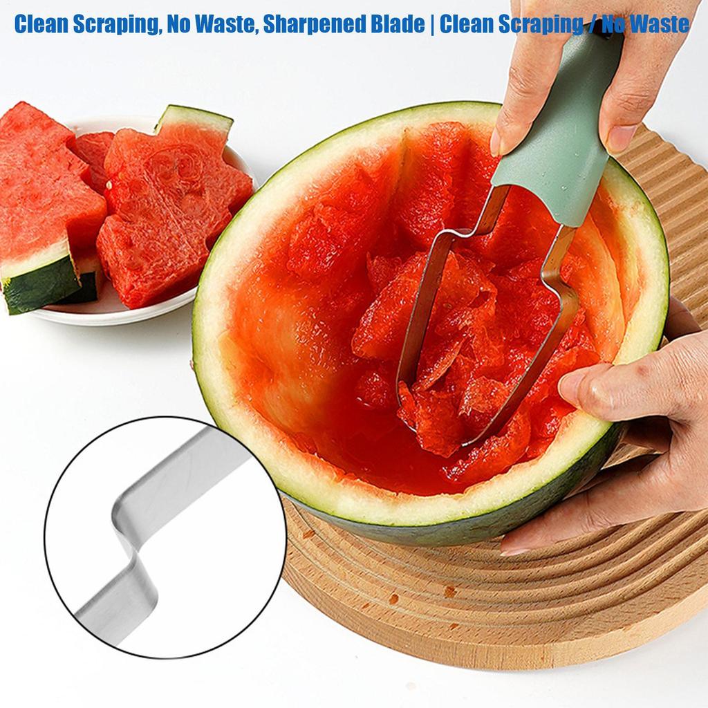 3in1 Watermelon Fork Slicer Cutter Stainless Steel Fruit Watermelon Cutting Fork Slicer Knife Set For Kitchen Fruit Processing