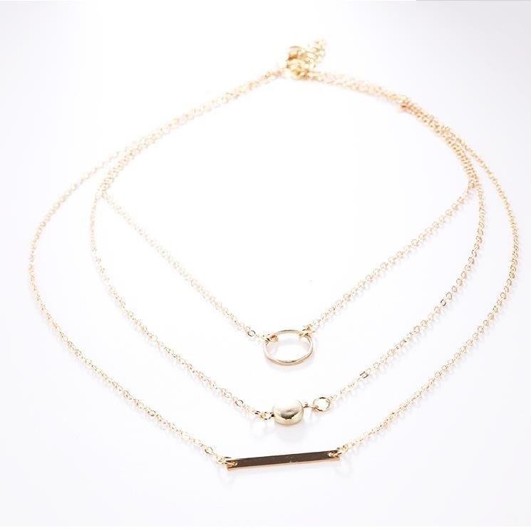 C170 New Jewelry Simple Multi-Element Combination Fashion Versatile Aperture Metal Rod Necklace