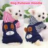 Casual Cartoon Bear Printed Puppy Cat Clothing Warm Jumpsuit Cat Sweatshirt Striped Thickened Dog Pullover Hoodie Chihuahua
