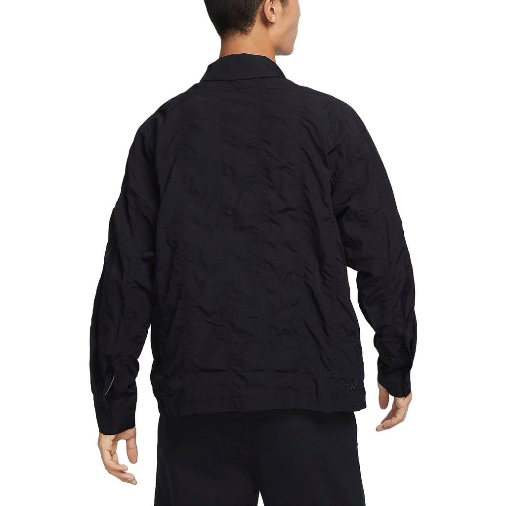 Nike Solid Color Button Long Sleeve Sun Protection Shirt Men Tops Black FB7364-010