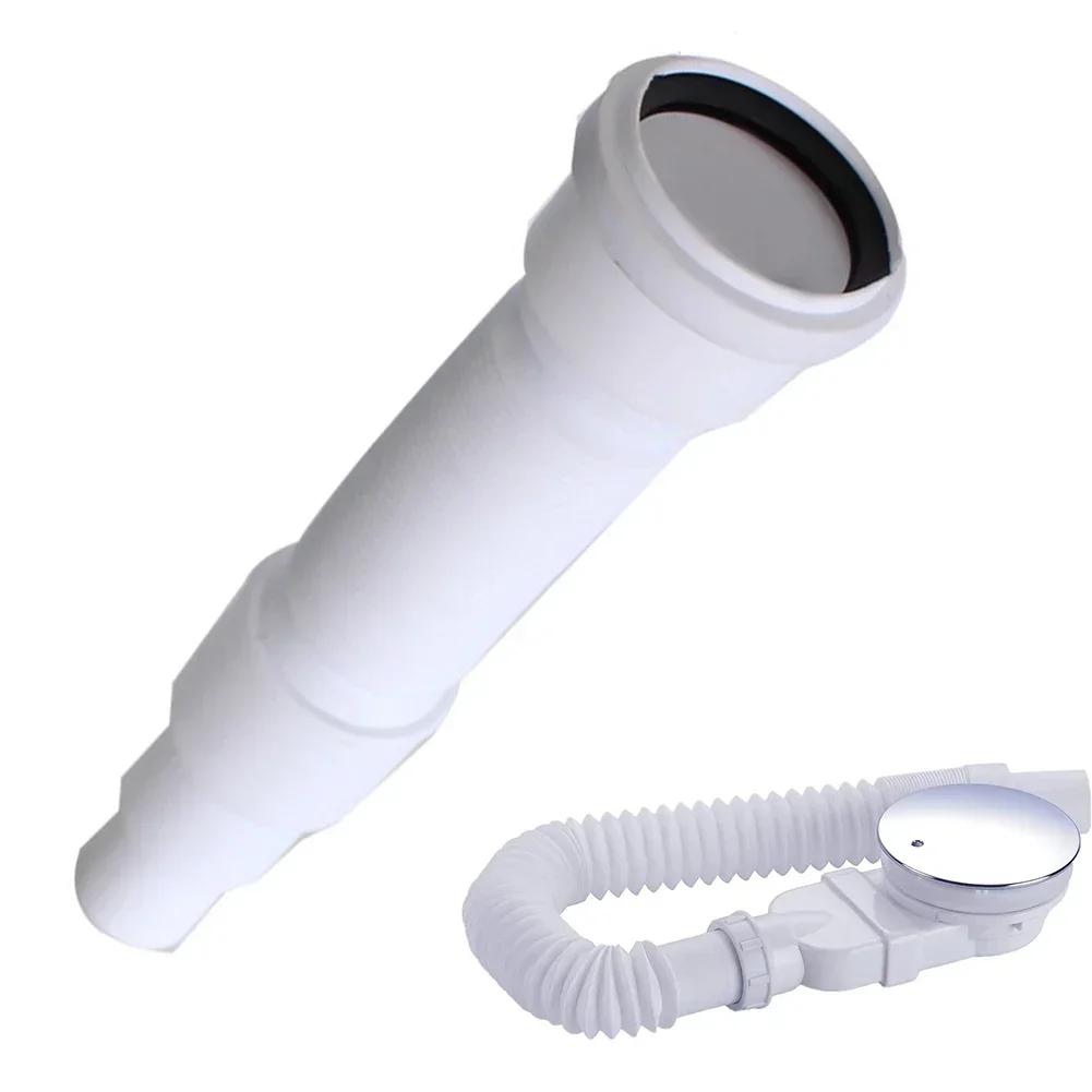 Connect Hose Waste Flush Pipe 1M Drain Hose Flexible Odorstop Pipe Accessories 50mm Chrome Cover Extendable For Shower