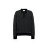 Ss24 Letter Embroidered Polo Neck Long Sleeve Knit Sweater Men Sweater Charcoal CM807-MI5
