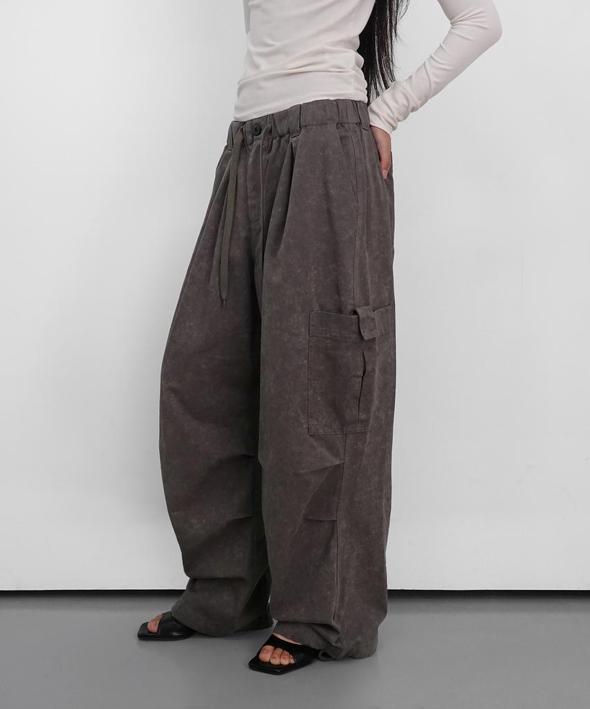 Saendeulig Wide Cargo Cotton Pants_Brown
