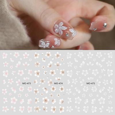 Nagelkunst-Aufkleber, Relief Dreidimensional Frisch Japanisch Kleine Eisblume Blume Klebe-Nagelaufkleber
