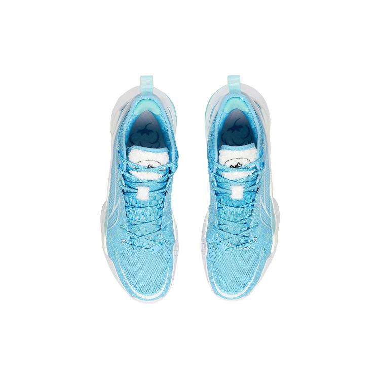 New LiNing SONIC 10 Cushioning Anti Slip And Wear Resistant Coverage Support Mid Top Basketball Shoes Men's Blue White ABAS069-2