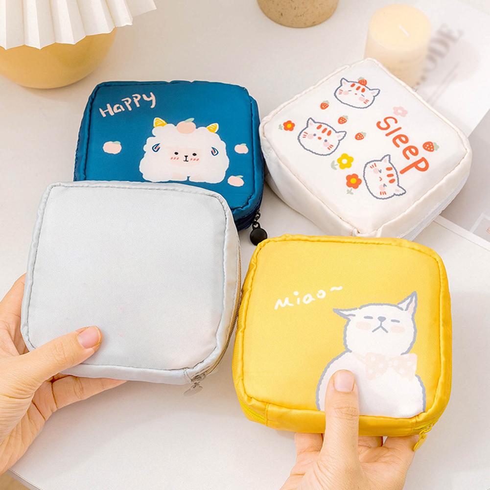 Women Tampon Storage Bag Waterproof Mini Sanitary Napkin Toiletry Bag Travel Cosmetic Bag Makeup Pouch Data Cable Women'S Bag